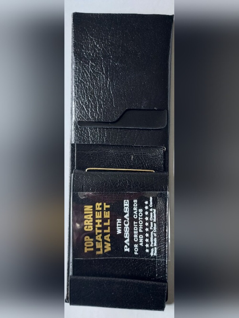Vintage Men's Black Top Grain Leather Wallet NOS